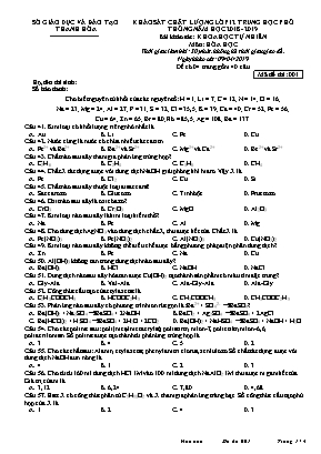 Đề khảo sát chất lượng môn Hóa học Lớp 12 - Mã đề 001 - Năm học 2018-2019 - Sở giáo dục và đào tạo Thanh Hóa